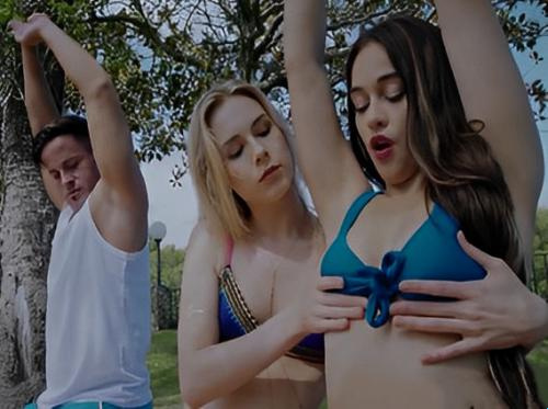 Feliz sesión de yoga al aire libre